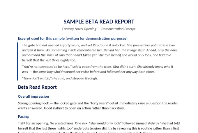 be your beta reader for your fantasy or thriller novel